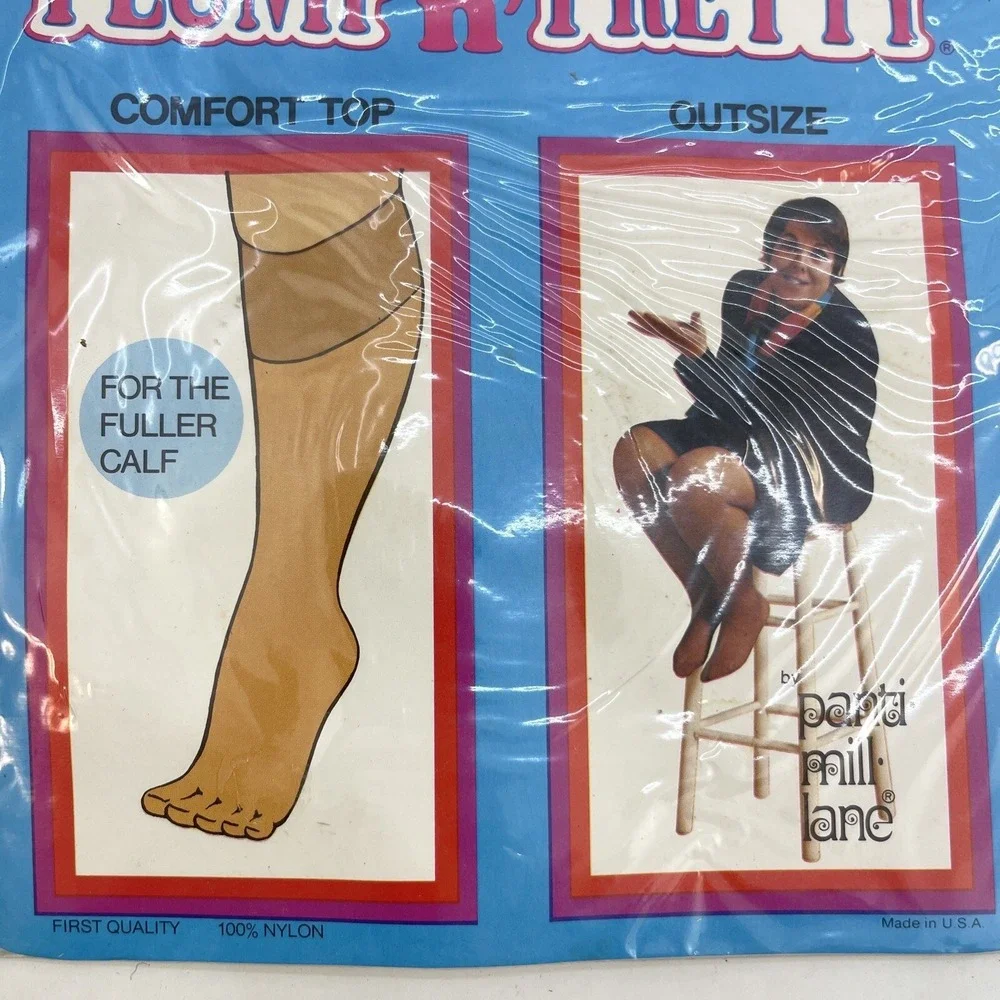 Vintage Pantyhose Lot of 2‎ Knee Highs Pantyhose Plus Size Plump N Pretty Tan